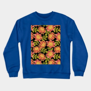 Red Chrysanthemum Floral Pattern Crewneck Sweatshirt